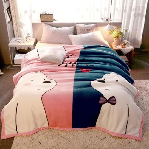 42 Cute bear cartoon Style Fleece fabric Bedspread Pillowcases Bed Sheet Bed Cover blanket 150X200cm/180x220cm/200x230cm