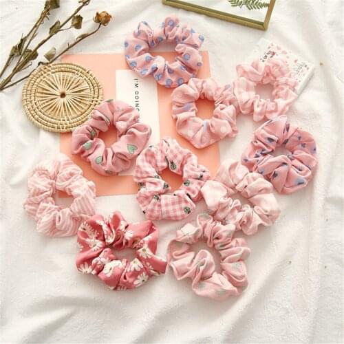 New Sales Korean Stylish Woman Hair Accessories Elegant Sweet Pink Elastic Hair Rope Girls Scrunchies Headdress Hair Rings