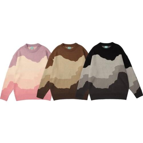 2021 Autumn and Winter Fashion Comfortable Loose Bottoming Couple Knit Sweater Japanese Cartoon Pattern Round Neck Sweater