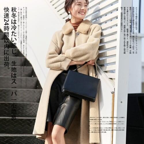 Real Fur Coat Sheep Shearing Fur Winter Coat Women 2020 Wool Jacket Female Long Park With Natural Mink Fur Collar Tops LX2527