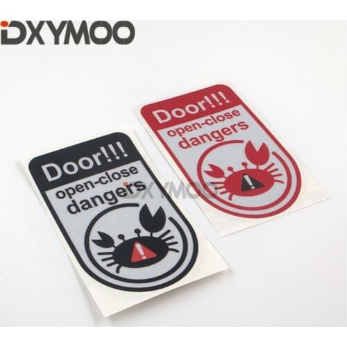Warning Door OPEN-CLOSE Dangers Crab Waterproof Auto Vehicle Whole Body Window Stickers Motorcycle Tank Box Bumper 12x6.5cm 3M