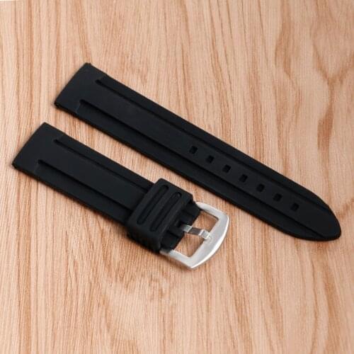 20/22/24/26/28mm Watch Strap Wrist Band Bracelet Black Silicone Waterproof Replacement Military Pin Buckle Sport Outdoor