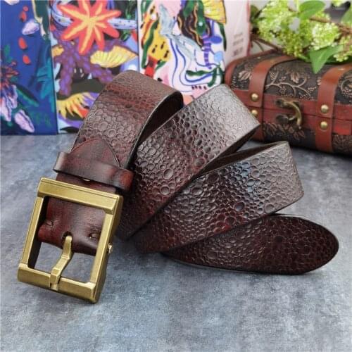 Luxury Super Thick Men Belt Genuine Leather Designer Belt Retro Men Leather Belt Ceinture Brass Belt Buckle Mens Belt MBT0128