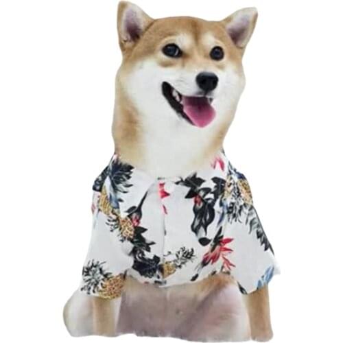 Dog Shirts Clothes Summer Beach Clothes Pet Vest Floral T-Shirt Hawaiian for Small Large Pet Fashion Printing High Collar Button
