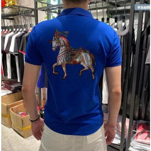 Hip Hop Hot drilling polo shirts New Fashion MenS High Quality Casual polo Rhinestone design