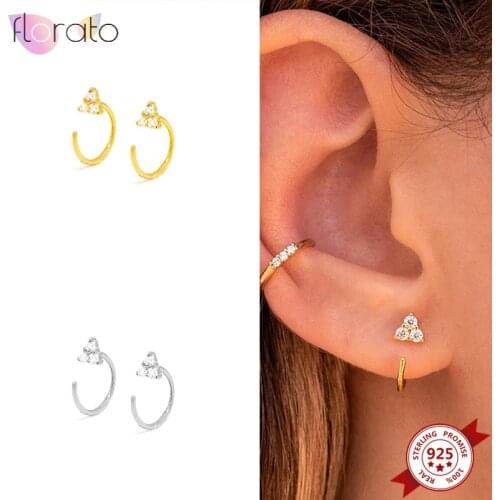 Simple 925 Sterling Silver Ear Needle Earrings for Women Zirconia Tiny Stud Earrings Girls Fashion Jewelry Gift