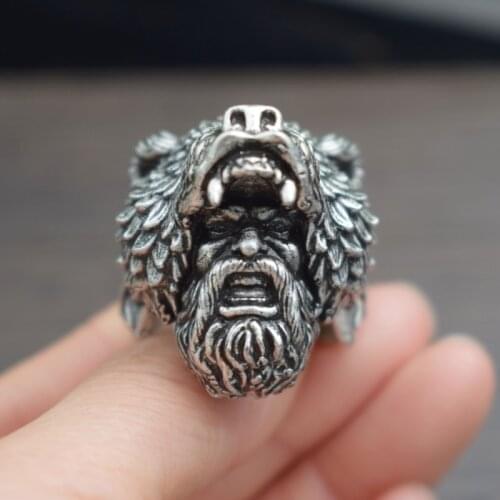 Nordic Viking Bear Man Amulet Worrior Ring Mens gift