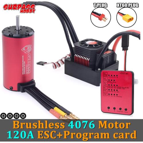 SURPASS HOBBY Waterproof 5mm 4076 Brushless Motor ESC 120A ESC Program Card for 1/8 RC Drift Car ARRMA Traxxas LOSI kyosho HPI