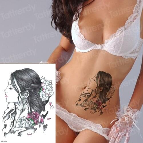 Temporary tatoo women japanese body stickers wrist tattoos black stretch pattern fake waterproof tattoo geisha girls leg decal