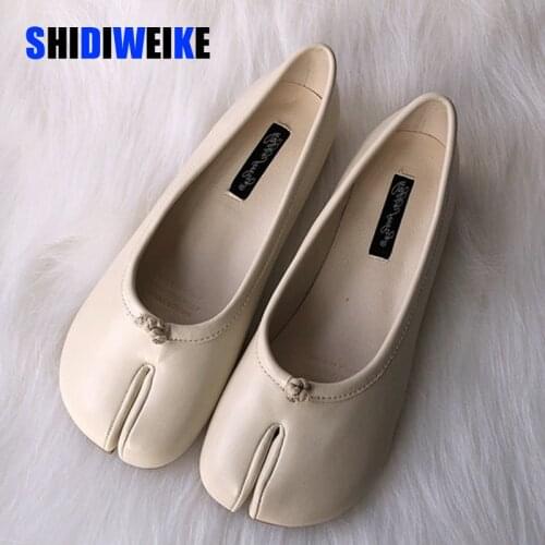 Shoes woman microfiber leather comfy flats split toe slippers soft bottom loafers solid brief ladies moccasins 35-40 AB320