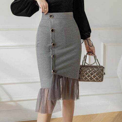 Stretch high waist bag hips skirt women mid-length slim split skirt wedding ceremony festive long skirts office lady clothes