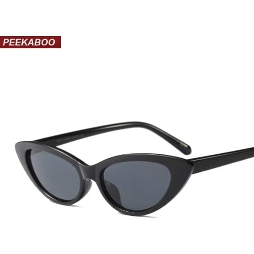 Peekaboo small cat eye fashion sunglasses women retro black brown red purple 2018 small sun glasses for women uv400