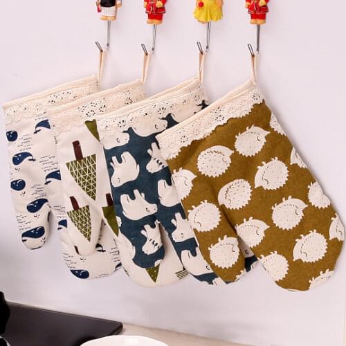 Simple life 1 Piece Cartoon Kitchen Cooking microwave gloves baking BBQ oven gloves potholders oven mitts kitchen gloves