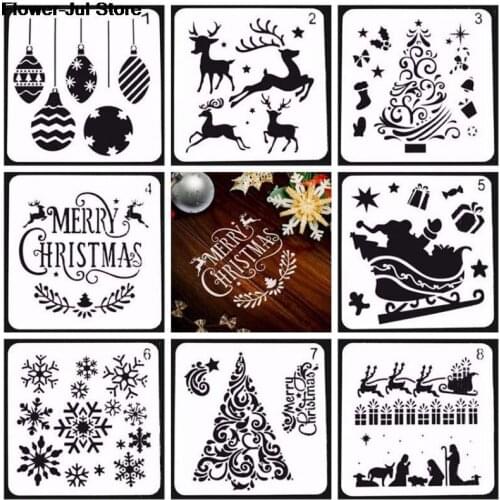 1PC Christmas DIY Craft Hollow Layering Stencils For Wall Painting Decorative