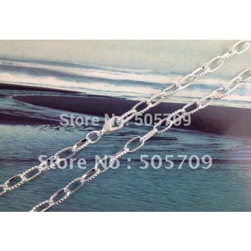 10PCS Silver Color plate textured Oval chain necklaces 24" #20789