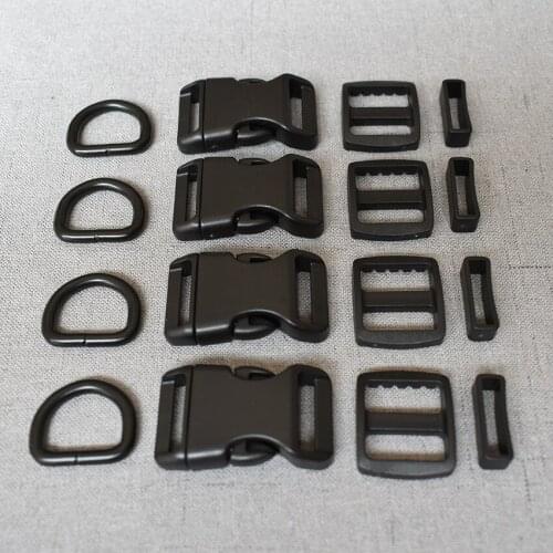 100 Sets 15mm Plastic D Ring Belt Buckle Strap Buckle Adjuster For Dog Collar Necklace Sewing Handmade Accessory