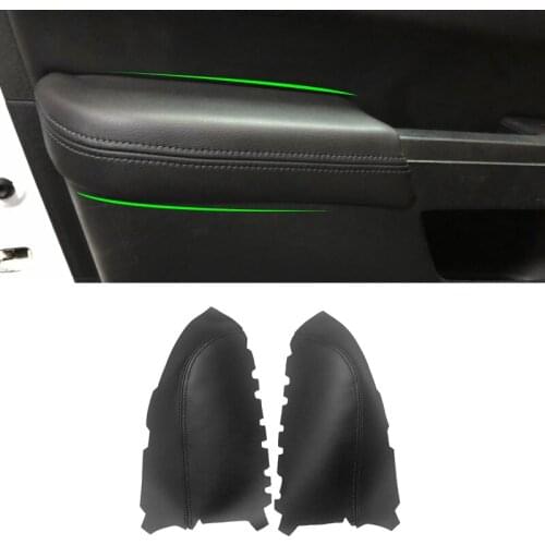 For Honda Pilot 2009 2010 2011 2012 2013 Microfiber Leather Front Door Panels Armrest Covers Trim 2pcs Black