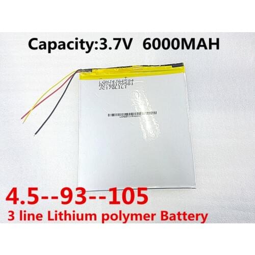 3 line (free shipping)Polymer lithium battery 3.7 V,4594105 6000MAH Apply to dual-core P85 P85HD V972 V971 four cores