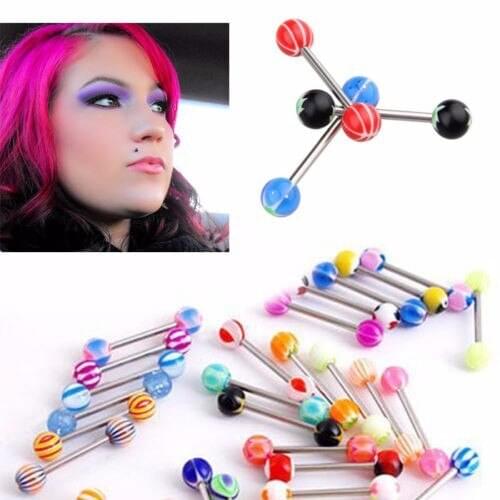 30 pcs Acrylic Ball Tongue Nipple Ear Rings Bars Barbell Plug Tunnel Body Piercing Jewelry Candy Color Body Piercing Jewelry