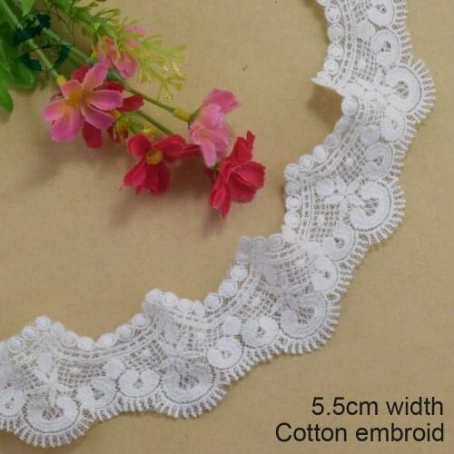 5.5cm width cotton embroidery lace edges french ribbon lace fabric guipure diy trims mini dress lace sewing Accessories#3019