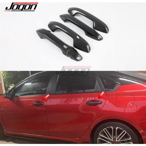 5pcs Carbon Fiber Look Car Door Handle Cover Trim For Kia 4th. BD Forte Cerato K3 GT 2019 2020 Accessories Decoration Molding