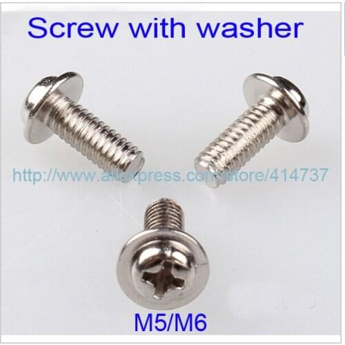 50pcs M5/M6 Steel With Nickel Cross recessed round head Miniature screw with washer Computer screw Length 8mm--30mm