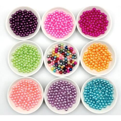 6mm with Hole Round Imitation ABS Pearls Beads for Handmade DIY Necklace Bracelet Jewelry Sewing Craft Supplies 200pcs 22 Colors
