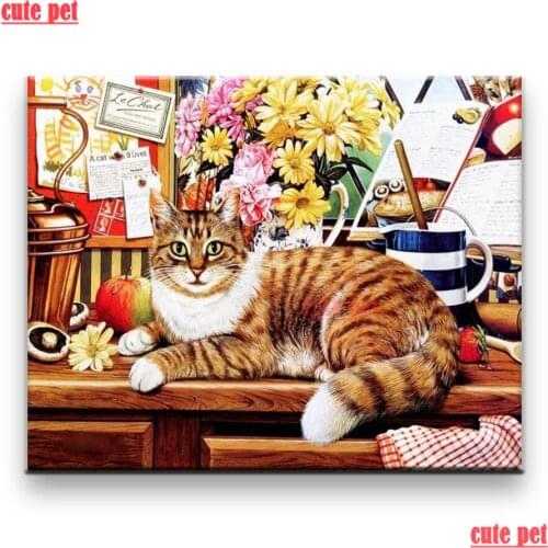 Cute pet 5D Full Square Drill Maine cat DIY Diamond Painting animal 3D Embroidery puzzle Cross Stitch Mosaic Decoration gift