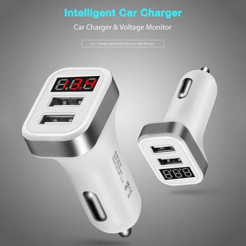 HSTRADE Car Charger for Phone Dual USB Fast charger QC 3.0 Digital LED Voltage Display Usb Charger for iPhone 11 7 Huawei Xiaomi