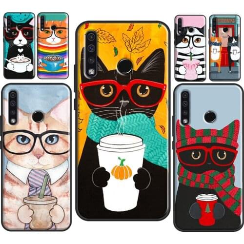 Cute Coffee Milk Cat Soft Cover For Honor 9X 8X 7X 10i 7A 4C 6C 20 Pro 7C 8A 9A 7S 8S 9S 8 9 10X 10 Lite Case