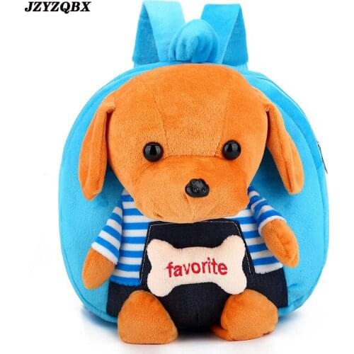 JZYZQBX Child School Bags Cartoon Puppy Decoration Kindergarten School Bag Mens Plush Backpack Womens Candy Colors School Bag