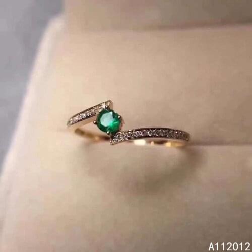 KJJEAXCMY fine jewelry S925 sterling silver inlaid natural Emerald new girl classic ring support test Chinese style