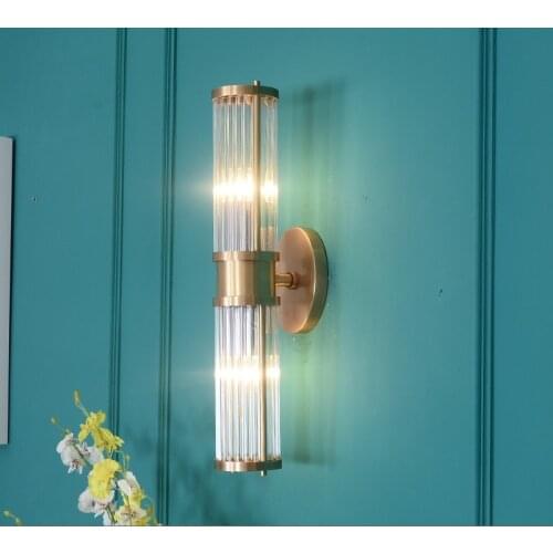 Nordic Creative Copper Crystal Wall Lamp for Bedroom Kitchen Restaurant modern living room decoration Minimalism gold wall light