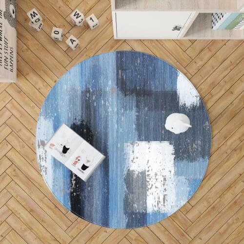 Nordic Abstract Style Round Floor Mat Moroccan Style Color Block Rugs Home Living Room Bed Bath Decorate Dormitory Carpet