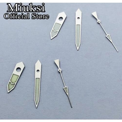 Miuksi silver light green watch hands green super luminous hands fit NH35 NH36 movement