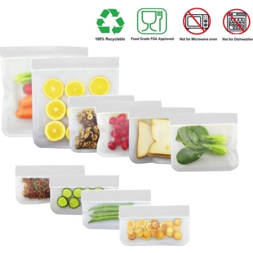 Reusable Fresh Bag Zip Shut Bag Refrigerator Food Storage Container Leakproof PEVA Silicone Food Bag Kitchen Tools