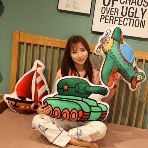 Cartoon sea land and air submarine sailboat tank rocket astronaut printing plush stuffed toy pillow sofa cushion Childrens gift