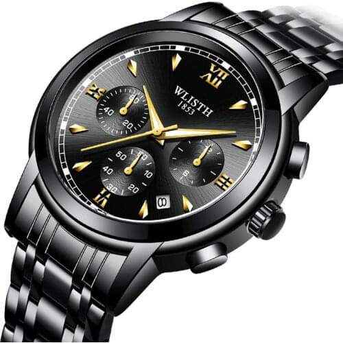 Mens Watch Steel Band Business Watch Waterproof Luxury Clock Male Watch Fashion Six-Pin Calendar Nonworking Analog Wrist Watch