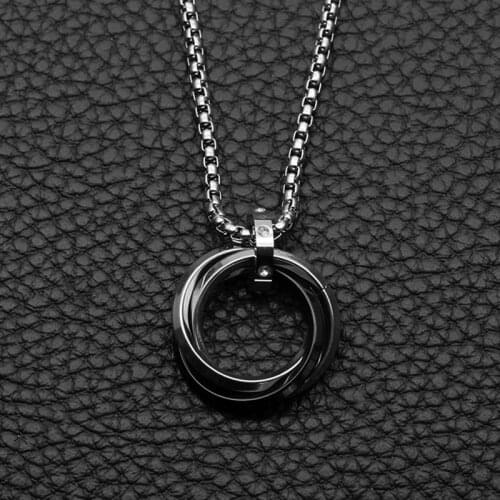 Pnecklace stainless steel Three turns endant men ring pendant stainless steel Couples accessories jewelry on the neck wholesale