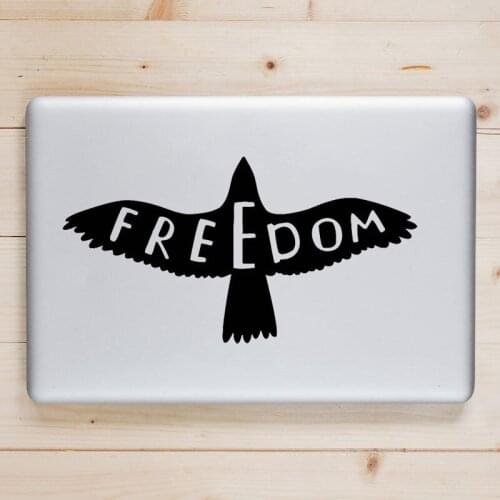 Laptop Decals Animal Bird Freedom Stickers Computer Decor Inscription Word Vinyl Ornament Skin For Apple Macbook O284