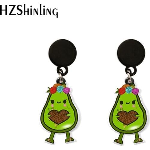 2020 New Avocado Family Drop Earring Little Buddy Avocato Resin Earrings Handmade Acrylic Earring Epoxy Jewelry