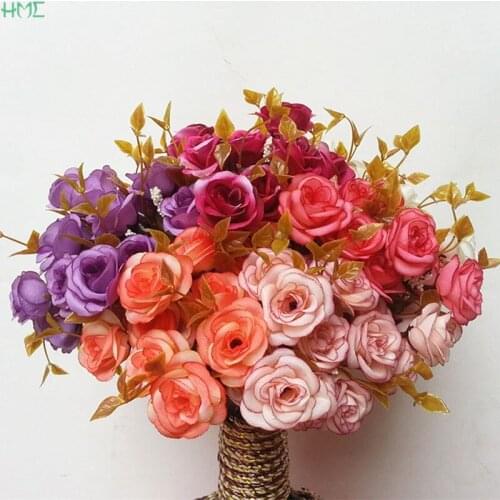 New Artificial Flowers 1 bouquet 7 Heads 14 head 30cm Rose Silk Flower Party Wedding Valentines Day Home decoration