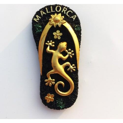 QIQPP Spain Mallorca Island gold lizard flip-flops creative tourism commemorative decorative crafts refrigerator stickers