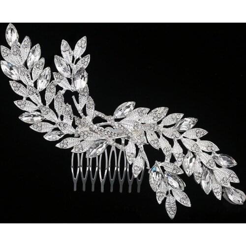 Luxury bride hair comb Popular zinc alloy hair comb Wedding accessories Wedding dress insert comb headwear Leaf bride insert com