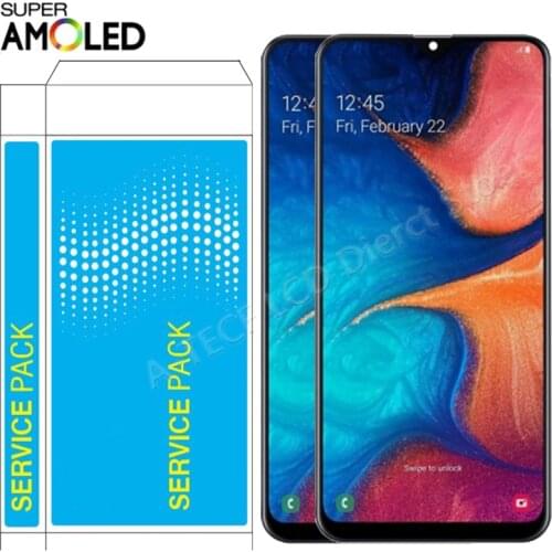 6.4'SUPER AMOLED A205 LCD For Samsung A20 LCD Display Touch Screen With Frame Assembly For Galaxy A20 A205 SM-A205F LCD Repair