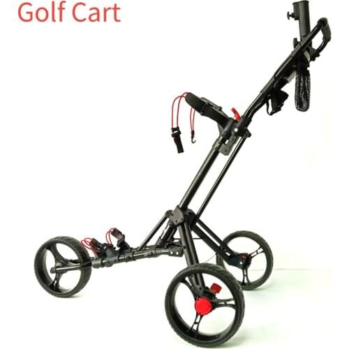 Folding Golf Trolley Aluminum Alloy Multifunctional Foldable Golf Pull Cart Umbrella Bracket with Three Wheels Bottle Holder