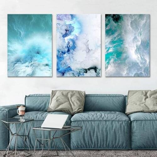 Modern Abstract Nordic Poster Blue Wall Art Canvas Painting Canvas Art Print Wall Pictures for Living Room Posters and Prints