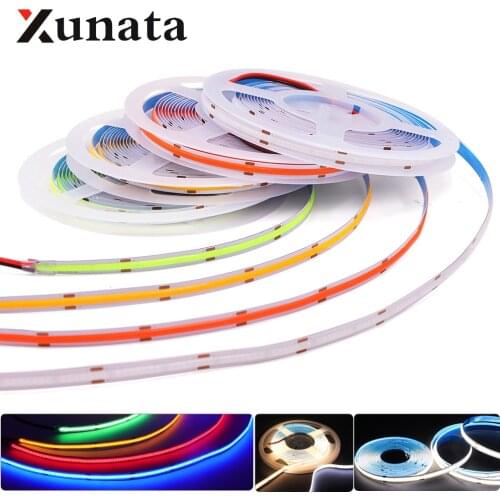 COB LED Strip Light Super Brighter 384 LEDs High Density Flexible Dimmable LED Strip Red/Green/Blue/Warm/Natural White DC12V 24V