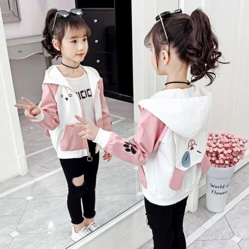 2020 New Spring Autumn Girls Mickey Windbreaker Coat Baby Kids Zipper Hooded Open Outwear Baby Kids Casual Coat Jacket Clothing