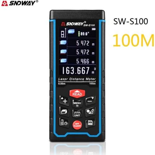 High accurate Digital Laser rangefinder 100M laser distance meter Angle Area Volume tester tools with Color LCD display